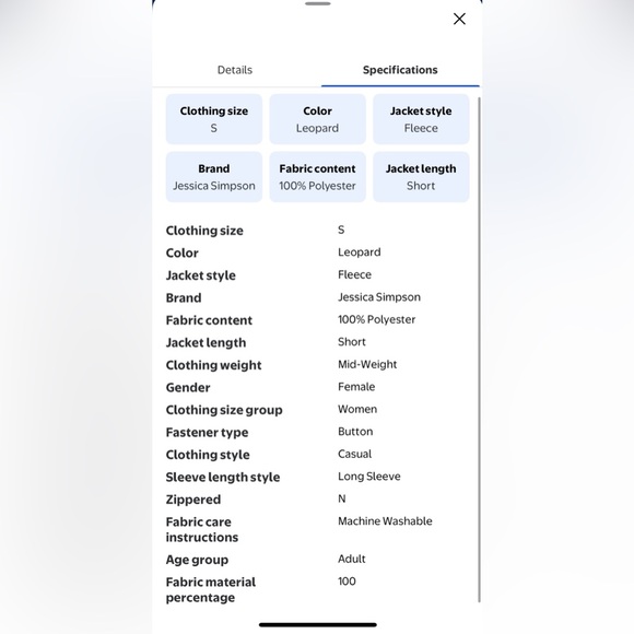 NWT S Jessica Simpson Leopard Print Faux Fur Jacket - Picture 6 of 7